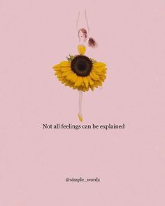 a yellow sunflower hanging from a string with the words not all feelings can be explain