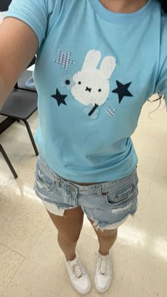 #fashion #miffy #outfit #diy Miffy Tshirt, Miffy Shirt, Miffy Embroidery, Miffy Outfit, Miffy Clothes, Kim Birthday, Nail Paint Ideas, Diy Hoodie, Thrift Store Clothes