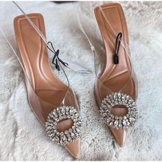 Heel: 10cm Clear High Heels, Rhinestone Pumps, Sandals Patterns, Modern Sandals, Party Pumps, Pointed Toe Heels, Pullover Shirt, Beach Shoes, Slingback Sandal