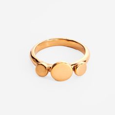 Give your everyday style a boost with this simple art-deco-inspired 24k gold-plated ring. The sleek style and high polish circle details keep it looking fresh and fun. This ring is the perfect go-to accessory for stepping up your outfit game with a dash of laid-back luxury. Dimensions: 0.31in (8mm) Modern Gold Stackable Rings, Modern Gold Midi Rings In Recycled Gold, Modern Stackable Rings In Recycled Gold With Polished Finish, Modern Round Rings In Recycled Gold, Modern Rose Gold Recycled Ring, Modern Stackable Rings In Recycled Gold, Modern Metal Round Stackable Rings, Luxe Outfit, Outfit Upgrade