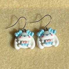 - Adorable Earrings Featuring Cinnamoroll From Sanrio Hello Kitty Wearing A Cute Little Bow Outfit - Handmade (By Myself) And Packaged With An Earring Card, Wrapped In A Cellophane Bagperfect For Gifts! - Charms Are Made Of Resin, See Picture For Size - These Are Pretty Lightweight - On Silver Fishhook Earring Hooks Check Out My Closet For More Handmade Jewelry And Other Characters, Including Sanrio Characters Tags: Animal, Forest, Cottagecore, Fairytale, Bear, Teddy Bear, Bunny, Rabbit, Kawaii, Cinnamon Hello Kitty, Cinnamoroll Things, Hello Kitty Stud Earrings, Forest Cottagecore, Bow Outfit, Hello Kitty Earrings, Hello Kitty Jewelry, Enamel Stud Earrings, Bear Teddy