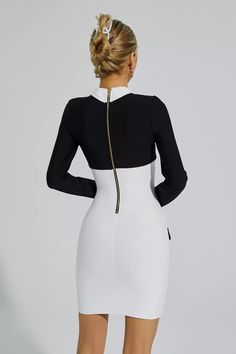 Long Sleeve Bodycon Bandage Dress For Cocktail, Long Sleeve Bandage Dress For Date Night, Elegant Fitted Long Sleeve Bandage Dress, Long Sleeve Bandage Dress For Formal Occasions, Elegant Long Sleeve Cocktail Bandage Dress, Chic Long Sleeve Evening Bandage Dress, Chic Long Sleeve Bandage Dress For Evening, Chic Long Sleeve Bodycon Dress For Formal Occasions, Chic Long Sleeve Bodycon Dress For Formal Events