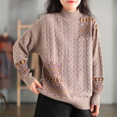 We ship worldwide. Tracking number included Fabric: 51% -70% Cotton Collar: Turtleneck Highlight: Knitted .Stitching Season: Autumn .Winter Patchwork Turtleneck Sweater For Fall, Fall Patchwork Turtleneck Sweater, Fall Patchwork Knit Sweater, Beige Patchwork Sweater For Winter, Beige Knit Sweater With Patchwork, Brown Patchwork Sweater For Fall, Beige Crew Neck Sweater With Patchwork, Beige Fair Isle Pattern Tops For Winter, Beige Fair Isle Pattern Top For Winter