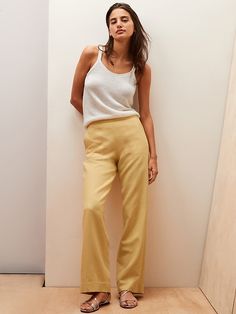 Yellow Linen Pants, Tencel Pants, Anthropologie Style, Spring Clothing, A Match Made In Heaven, Petite Shorts, Match Made In Heaven, Wide Leg Linen Pants, Linen Shop