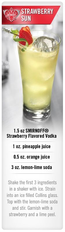 an advertisement for the strawberry sun cocktail