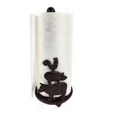 a paper towel holder with an animal on it