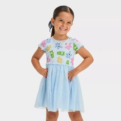 Toddler Girls' Care Bears Soft Tulle Dress - Blue 3t : Target Spring Short Sleeve Twirl Dress For Playdate, Spring Short Sleeve Twirl Dress For Playwear, Casual Short Sleeve Twirl Dress For Playwear, Cute Short Sleeve Twirl Dress For Spring, Casual Short Sleeve Twirl Dress For Playtime, Cotton Twirl Dress With Short Sleeves For Playwear, Playful Short Sleeve Twirl Dress For Playdate, Playful Multicolor Short Sleeve Twirl Dress, Multicolor Short Sleeve Twirl Dress For Summer