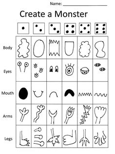 an activity sheet for children to learn how to draw and color with the words create a monster