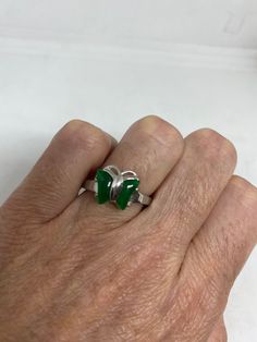 Vintage green nephrite jade Ornate German Silver ring, does not tarnish, NOT sterling Sizes 6.5, 7, or 7.5 All rings are shipped in a nice gift box. Check out our over a THOUSAND great reviews Engraving is $4 per letter and is not always perfect depending on the piece. It can take a few days if the jeweler is busy. This is payable to Paypal Judithsltd@gmail.com Green Open Ring For Gift, Green Polished Finish Rings As Gift, Green Rings With Polished Finish As Gift, Green Oval Enamel Ring For Anniversary, Oval Green Enamel Anniversary Ring, Green Open Emerald Ring For Gift, Green Oval Enamel Ring For Formal Occasions, Jade Open Ring As Gift, Green Polished Finish Rings For Gift