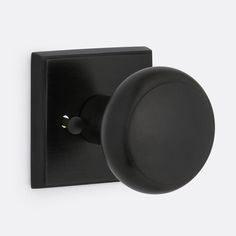 an image of a black door knob on a white wall