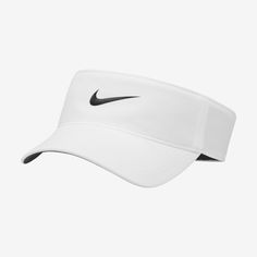 Keep the sun and sweat out of your eyes with our low-depth Nike Ace visor. This unstructured visor with a curved bill features stretchy fabric that will keep you cool and fresh during warm days on the court and the course. Nike Visor, Gym Bag Essentials, Skateboard Helmet, Custom Sportswear, Nike Hat, Outdoor Workouts, Nike Golf, Golf Outfit, Adjustable Hat