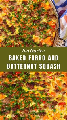 Ina Garten Baked Farro And Butternut Squash Faro And Butternut Squash, Butternut Squash And Farro Recipes, Farro And Butternut Squash, Baked Farro, Butter Squash Recipe, Butternut Squash Bacon, Farro Recipes, Thyme Salt, Baked Butternut Squash