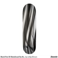 a skateboard with black and white stripes on it