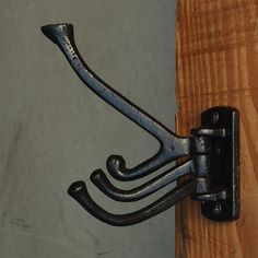 Black Cast Iron Metal Swivel Wall Hook 6 Inch Height On Wood Decorative Coat Hooks, Rustic Wall Hooks, Cast Iron Coat Hooks, Rustic Coat Rack, Cast Iron Hooks, Iron Hook, Hook Wall, Coat Rack Wall, Rustic Wall