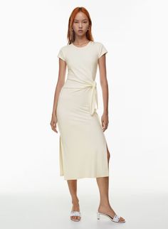 FORTUNE MAXI DRESS | Aritzia Spring Midi Dress With Relaxed Fit And Side Slits, Spring Midi Dress With Side Slits And Relaxed Fit, Relaxed Fit Midi Dress With Side Slits, Summer Dress With Side Slits And Crew Neck, Summer Dresses With Side Slits And Crew Neck, Spring Midi Dress With Side Slits For Loungewear, Summer Dresses With Side Slits For Loungewear, Midi Length Loungewear Dress With Side Slits, Midi Maxi Dress With Side Slits For Daywear