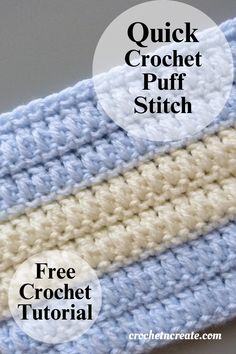 the crochet pouch pattern is shown with text that reads quick crochet puff stitch