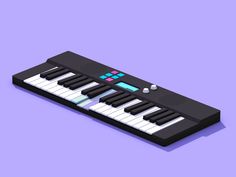 an electronic keyboard on a purple background