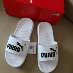 Puma Slides. New Puma Slippers, Pink Puma Sneakers, New Puma Sneakers, Puma Slides, Puma Tennis, Puma Tennis Shoes, Spring Shoes Women, Puma Rs-x, Puma Rs