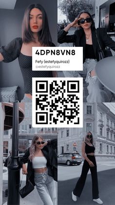 two women in black and white photos with qr code