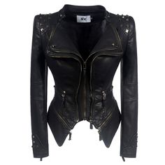 PRICES MAY VARY. Fabric: high quality pu leather; Lining: 100% Polyester This women leather jacket is perfectly crafted by professionals to give you a long lasting style experience.Wearing this women's leather jacket gives people a new sense of fashion. Decorative rivets on shoulder, waist and cuff, removable side bottoms HAND WASH ONLY / DO NOT BLEACH / LINE DRY / DO NOT IRON Before ordering: please confirm whether it is SX trademark. If you have any questions, please contact us. thank you very Rocker Chic Outfit, Leather Jacket Zipper, Goth Outfit, Studded Leather Jacket, Moto Biker Jacket, Studded Jacket, Faux Leather Biker Jacket, Embellished Jacket, Blazer Jeans