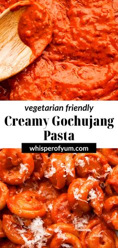 creamy gochujang pasta is an easy and delicious recipe for vegetarian friendly people