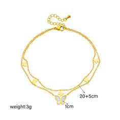 Add a touch of elegance and charm to your everyday ensemble Perfect for any fashion-forward woman, this anklet combines durability with a delicate aesthetic, making it an ideal accessory for both casual outings and special occasions. Product Features Material: High-quality 316L Stainless Steel Design: Unique 2-layer design with charming butterfly charms Length: Adjustable 20+5cm chain for a perfect fit Color: Versatile metallic hue that complements any outfit Benefits Our Double-Layer Butterfly Trendy Style Fashion, Butterfly Anklet, Anklets For Women, Leg Chain, Girl Trends, Zhejiang China, Layered Chains, Party Style, Butterfly Charm