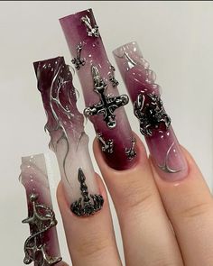 emo nails ?? Emo Nails, Paznokcie Hello Kitty, Punk Nails, Glow Nails, Funky Nails