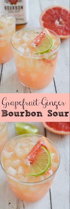 grapefruit ginger bourbon sour recipe in small glasses