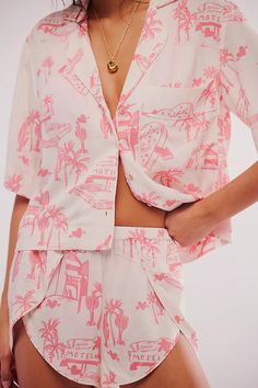 Rosie Pajama Set | Free People Cute Pajama Outfits, Desert Getaway, Trendy Pajamas, Sleeping Wear, Summer Sleepwear, Luxury Pajamas, Beach Clothes, Elevated Casual, Semi Cropped