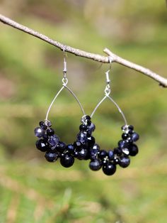 Elegant black BubblyHoops earrings combining black and dark grey beads and silver plated wire in teardrop shape. Ear wires are also silver plated. Total length is: 6.5 cm (2.6") Total width is: 3.7 cm (1.5") We offer two variants of international shipping: -(Free) Standard untraceable shipping - Tracked shipping upgrade Tracked shipping upgrade is our recommended option for the delivery. With tracking number you will be able to check online where exactly your parcel is before it reaches you. The Grey Earrings, Gray Earrings, Grey Beads, Black Boho, Earrings Elegant, Sparkle Earrings, Earrings Black, Black And Silver, Jewelry Earrings Hoops