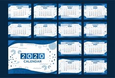 a blue and white calendar for the year 2012 - 2013 with abstract shapes on it