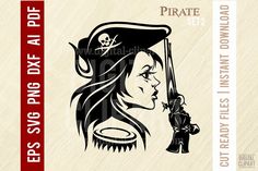 Pirate Woman, Silhouette Free, Silhouette Svg, Digital Clip Art, Designs To Draw, Logo Design, Clip Art, Drawings