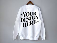 White Logo Print Sweatshirt With Relaxed Fit, White Sweatshirt With Logo Print, Relaxed Fit, White Cotton Sweatshirt With Custom Print, Customizable White Crew T-shirt, White Custom Print Sweatshirt For Streetwear, Customizable White Crew Neck T-shirt, Customizable White Crew Sweatshirt, Basic White Sweatshirt With Branding, Customizable White Long Sleeve Sweatshirt