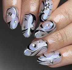 Iris Nails, Talon Nails, Mens Nails, Punk Nails, Nail Design Inspiration, Short Nails Art, Nail Art Inspo, Cat Eye Nails