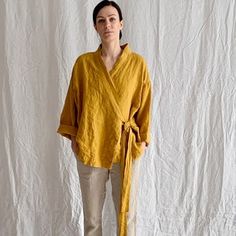 Linen Wrap Dress, Linen Clothing, Wrap Shirt, Dress Linen, Linen Jacket, Kimono Jacket, Linen Clothes, Clothing For Women, Wrap Dress