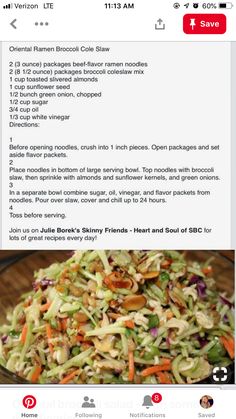 a recipe for coleslaw salad in a bowl