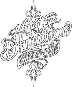 the logo for harley davidson's motorcycle club, drawn in black ink on white paper