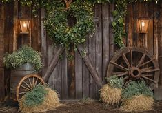 Rustic Barn Wood Door Wheel Backdrop - Gatsby Backdrop Barn Wood Door, Door Backdrop, Wooden Wheel, Pregnant Wedding, Wood Door, Graffiti Wall, Rustic Barn, Old Master, Retro Wall