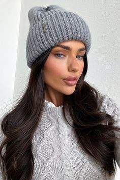 Keep your head looking good and feeling even better with the Luna Beanie! This warm and fuzzy beanie is made from a thick knit material and features a foldable brim for a perfect fit no matter the occasion. And don't forget the stylish Thatssofetch detail on the front! Rug up and pair her with your fave jeans and a cozy jumper for the perfect winter look! Trendy Gray Beanie Hat, Trendy Knitted Gray Hat, Trendy Gray Knitted Hat, Gray Soft Knit Crochet Hat For Winter, Trendy Warm Gray Beanie, Winter Gray Crochet Hat With Soft Knit, Gray Winter Crochet Hat With Soft Knit, Trendy Winter Beanie Hats, Cozy Gray Soft Knit Hat