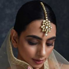 Gold Rodium Polish White and Off White color Mang Tikka in Metal Alloy studded with Kundan Mang Tikka, Off White Color, Aza Fashion, White Color, Ear Cuff, Paisley, Crown Jewelry, Off White, Drop Earrings