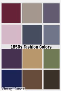 Victorian Fashion Colors & Fabrics 1840s-1890s Dickens Era Fashion, Victorian Era Costume, Les Miserables Costumes, Victoria Era, Historical Accessories, Victorian Fashion Plates, Victorian Fabric, Victorian Colors, 1850s Fashion