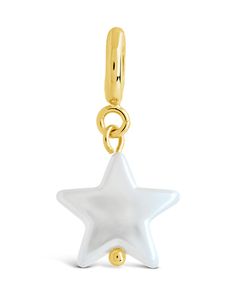 Add a touch of celestial elegance to any outfit with our Pearl Star Charm. The star-shaped pearl exudes a luxurious and exclusive vibe, making it the perfect accessory for the sophisticated and refined. Materials: Rhodium plated brass, Freshwater pearl Features: Star measures 0.5", total length with clasp is 1" White Star-shaped Jewelry With Starfish Charm, Star-shaped Pearl Charm Jewelry, White Star-shaped Jewelry With Pearl Charm, Star-shaped Jewelry With Pearl Charm Gift, Star-shaped Jewelry With Pearl Charm As A Gift, Silver Star-shaped Pearl Jewelry, Star-shaped Silver Pearl Jewelry, Elegant Starburst Jewelry With Star Charm, Silver Pearl Jewelry With Star Charm