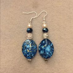 One Of A Kind, New, Beautiful, Handmade Earrings W/Brilliant Blue & Silver Tone Beads, Blue Faceted, Crystals, Faux Pearls, Dichroic, Glass Beads & Silver Tone French Hooks. From A Healthy, Smoke Free Home. Ships Same/Next Business Day. Blue Hypoallergenic Beaded Earrings As Gift, Hypoallergenic Blue Beaded Earrings For Gift, Blue Round Beaded Earrings As Gift, Blue Round Beaded Earrings For Gift, Blue Beaded Earrings For Gifts, Handmade Blue Teardrop Crystal Earrings, Blue Round Bead Crystal Earrings For Gifts, Blue Crystal Round Bead Earrings For Gift, Blue Round Beads Crystal Earrings For Gift