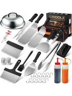 an assortment of kitchen utensils including spatulas