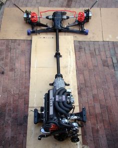 an engine is attached to the side of a building