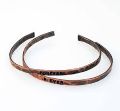 Copper Bracelet Set, Forever and Ever, 7th Anniversary Gift, Hammered Copper Cuffs, Copper Anniversa 22nd Wedding Anniversary, Copper Bracelets, Copper Anniversary, 7th Anniversary Gifts, Forever And Ever, 7th Anniversary, Copper Cuff, Wedding Anniversary Gift, Personalized Anniversary