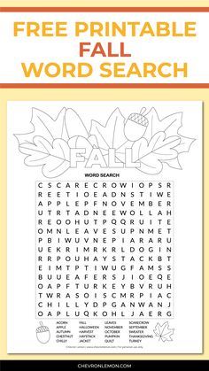 a printable fall word search for kids