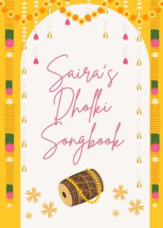 the cover of saura's dhofki songbook is shown in pink and yellow