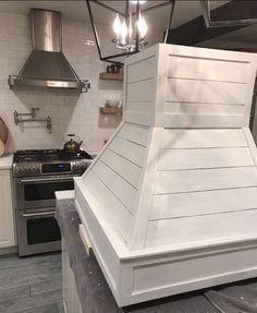 a stove top oven sitting inside of a kitchen