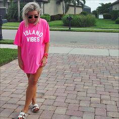 Island Vibes Tee – Vitamin Sea Boutique LLC Vitamin Sea, Neon Coral, Island Vibes, Pink Neon, Accessories Bags Purses, Beauty Collection, Beach Jewelry, Oversized Tee, Bright Blue